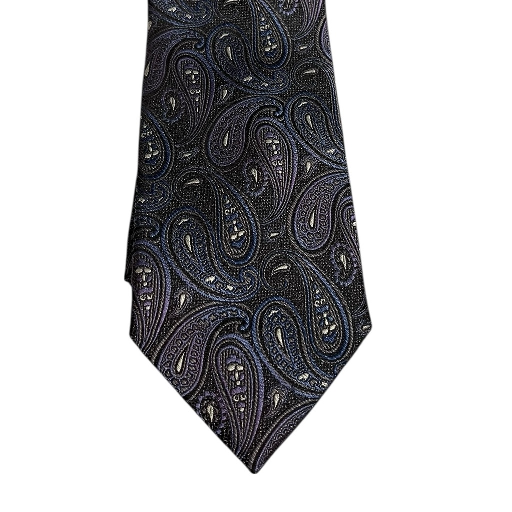 Pronto Uomo Platinum Purple Blue  Gray Paisley Tie